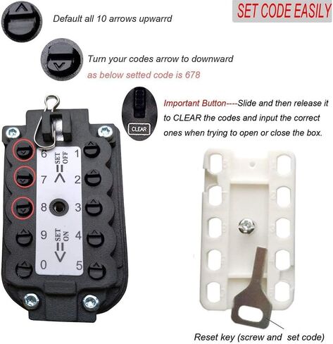 صندوق أمان خارجي مثبت على الحائط مع قفل مجموعة زر ضغط، آمن للمفتاح الخارجي مع زر ضغط بغطاء مطاطي (أسود، 105 × 65 × 48 مم) in Kuwait