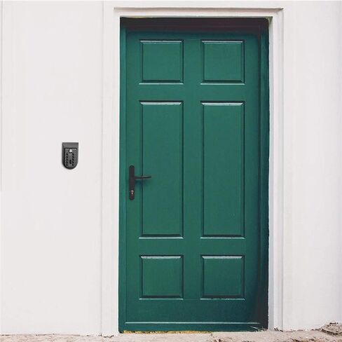 صندوق أمان خارجي مثبت على الحائط مع قفل مجموعة زر ضغط، آمن للمفتاح الخارجي مع زر ضغط بغطاء مطاطي (أسود، 105 × 65 × 48 مم) in Kuwait