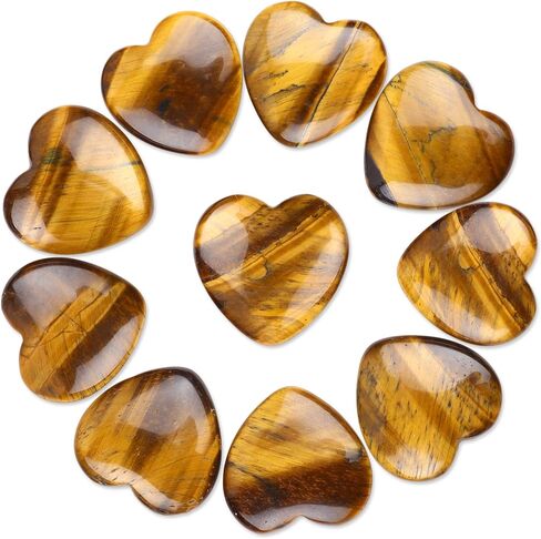 10PCS Natural Heart Stone Healing Crystal Palm Gemstones Wholesale Tiger Eye Bulk Crystals Rock Real Gemstones Hearts For Valentine's Day Love Gifts and Chakra Reiki Balancing (0.8 inch) in Saudi Arabia