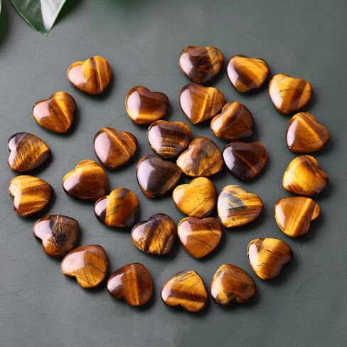 10PCS Natural Heart Stone Healing Crystal Palm Gemstones Wholesale Tiger Eye Bulk Crystals Rock Real Gemstones Hearts For Valentine's Day Love Gifts and Chakra Reiki Balancing (0.8 inch) in Saudi Arabia