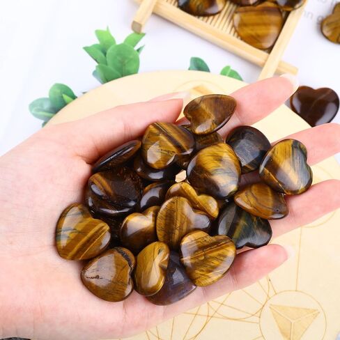 10PCS Natural Heart Stone Healing Crystal Palm Gemstones Wholesale Tiger Eye Bulk Crystals Rock Real Gemstones Hearts For Valentine's Day Love Gifts and Chakra Reiki Balancing (0.8 inch) in Saudi Arabia