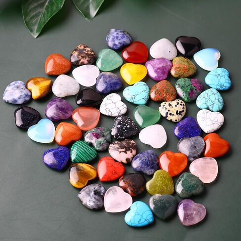 10 قطع من أحجار القلب الطبيعية العلاجية من أحجار النخيل الكريستالية للبيع بالجملة من كريستالات عين النمر وقلوب من الأحجار الكريمة الحقيقية لهدايا الحب في عيد الحب وموازنة الشاكرا ريكي (0.8 بوصة) in Kuwait