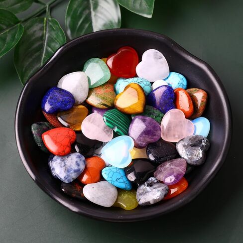 10 قطع من أحجار القلب الطبيعية العلاجية من أحجار النخيل الكريستالية للبيع بالجملة من كريستالات عين النمر وقلوب من الأحجار الكريمة الحقيقية لهدايا الحب في عيد الحب وموازنة الشاكرا ريكي (0.8 بوصة) in Kuwait