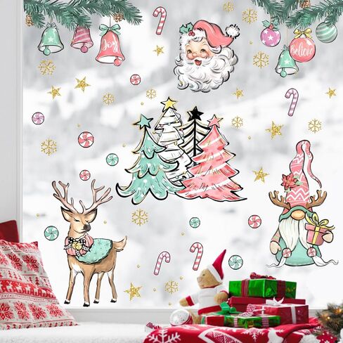 Yovkky 158 PCS Merry Christmas Nigh.tmar.e BEF.ore Christmas Window Clings, Jack Skellington Santa Claus Xmas Tree Stickers Decals Decor, 2024 New Year Winter Holiday Party Home Kitchen Decorations in Saudi Arabia
