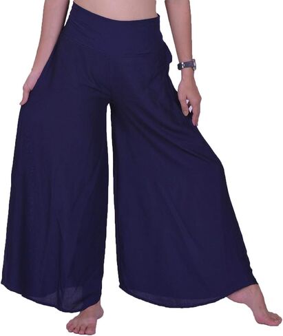 Lofbaz Women's Wide Leg Palazzo Pants Yoga Lounge Hippie Harem Flowy Trousers Lightweight Fall Plus Ladies Pajamas Sleepwear Aladdin Gypsy - Dark Blue #6 XL in Saudi Arabia