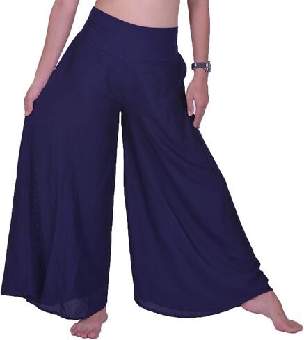 Lofbaz Women's Wide Leg Palazzo Pants Yoga Lounge Hippie Harem Flowy Trousers Lightweight Fall Plus Ladies Pajamas Sleepwear Aladdin Gypsy - Dark Blue #6 XL in Saudi Arabia