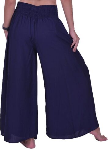 Lofbaz Women's Wide Leg Palazzo Pants Yoga Lounge Hippie Harem Flowy Trousers Lightweight Fall Plus Ladies Pajamas Sleepwear Aladdin Gypsy - Dark Blue #6 XL in Saudi Arabia