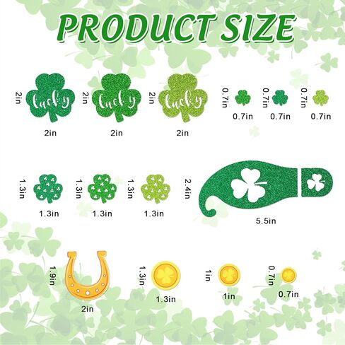 Whaline 400Pcs St. Patrick's Day Leprechaun Footprints Floor Decals Glitter Shamrock Lucky Gold Coin Clover Foot Floor Clings Self-Adhesive Party Sticker for Home Window Wall Decor, 16 Sheet in Saudi Arabia