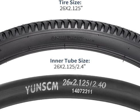 YUNSCM 2-PCS 26" Bike Tires 26 x 2.125/57-559 and 26" Bike Tubes Schrader Valve Compatible with 26x2.10 26x2.125 Bike Bicycle Tires and Tubes (Y-1145) in Saudi Arabia