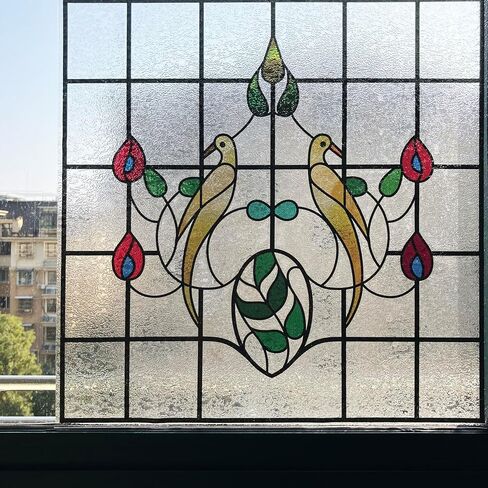 Window Film，3D Matte Stained Glass，Decorative Window Sticker，Privacy Frosted Static Cling for Glass， Garden Flower (FR003, 17in X17in) in Saudi Arabia