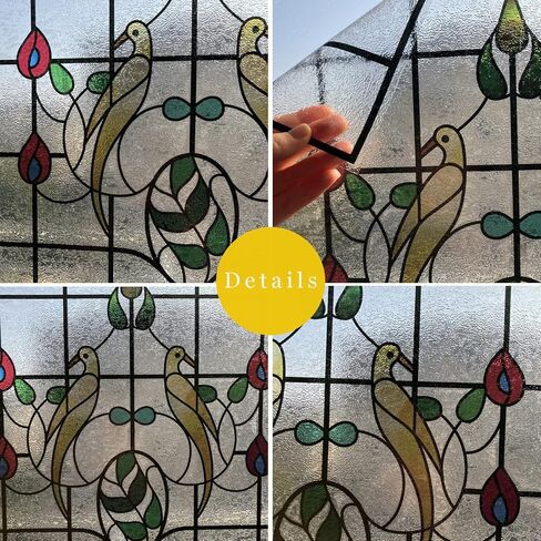 Window Film，3D Matte Stained Glass，Decorative Window Sticker，Privacy Frosted Static Cling for Glass， Garden Flower (FR003, 17in X17in) in Saudi Arabia