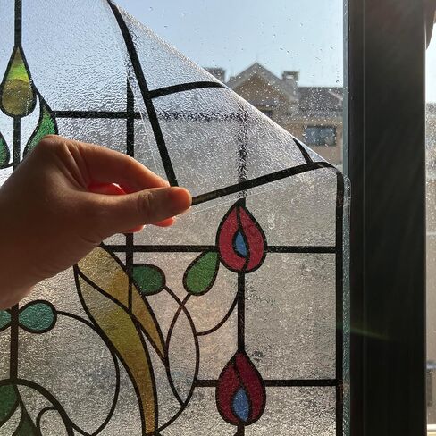 Window Film，3D Matte Stained Glass，Decorative Window Sticker，Privacy Frosted Static Cling for Glass， Garden Flower (FR003, 17in X17in) in Saudi Arabia