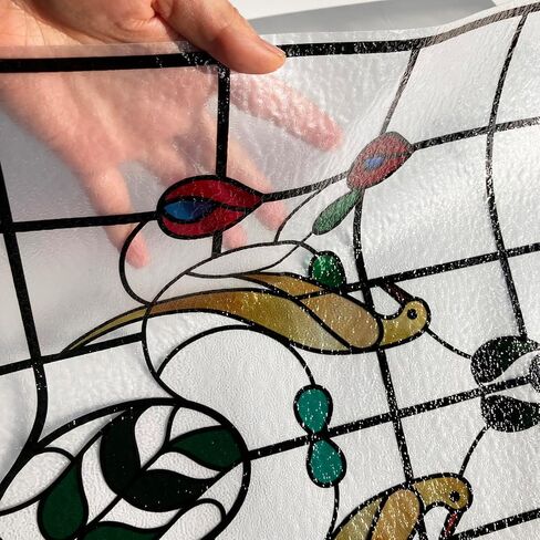 Window Film，3D Matte Stained Glass，Decorative Window Sticker，Privacy Frosted Static Cling for Glass， Garden Flower (FR003, 17in X17in) in Saudi Arabia