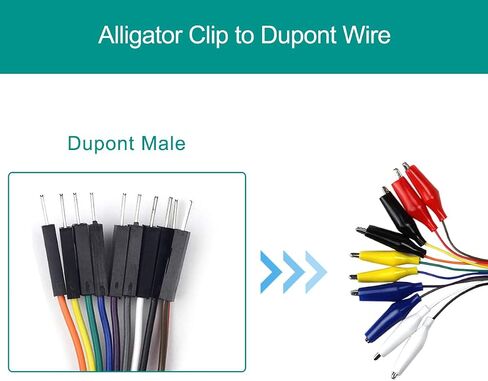 Alligator Clip to Dupont Wire Breadboard Jumpers - Crocodile Clip to Male Test Lead Cable 20Pin 20cm/8inch for Power Supply, LED Strips, Multimeters, for Arduino, 40 PCS in Saudi Arabia