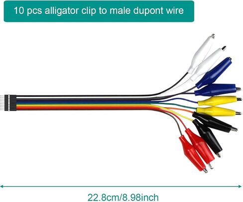 Alligator Clip to Dupont Wire Breadboard Jumpers - Crocodile Clip to Male Test Lead Cable 20Pin 20cm/8inch for Power Supply, LED Strips, Multimeters, for Arduino, 40 PCS in Saudi Arabia