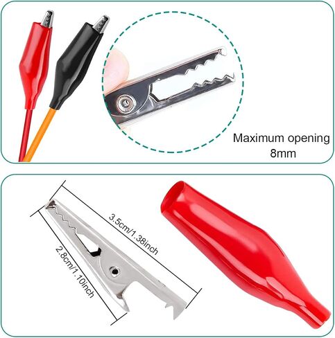 Alligator Clip to Dupont Wire Breadboard Jumpers - Crocodile Clip to Male Test Lead Cable 20Pin 20cm/8inch for Power Supply, LED Strips, Multimeters, for Arduino, 40 PCS in Saudi Arabia