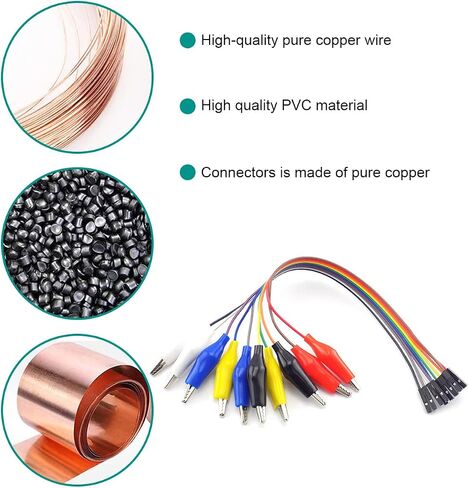 Alligator Clip to Dupont Wire Breadboard Jumpers - Crocodile Clip to Male Test Lead Cable 20Pin 20cm/8inch for Power Supply, LED Strips, Multimeters, for Arduino, 40 PCS in Saudi Arabia