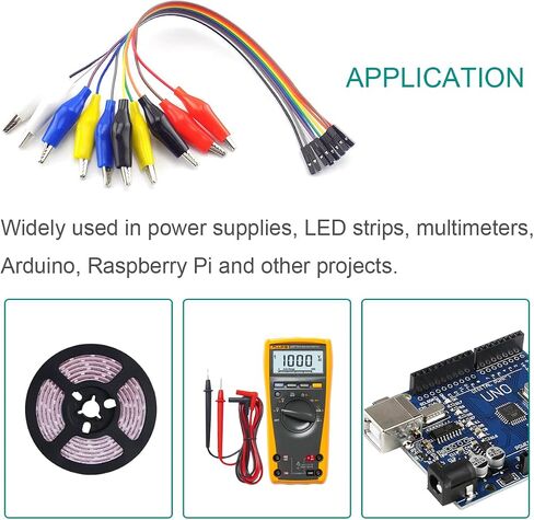 Alligator Clip to Dupont Wire Breadboard Jumpers - Crocodile Clip to Male Test Lead Cable 20Pin 20cm/8inch for Power Supply, LED Strips, Multimeters, for Arduino, 40 PCS in Saudi Arabia