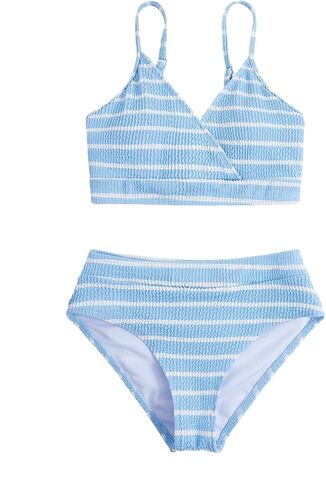 Milumia Girl's Two Piece Swimsuit Striped Spaghetti Strap Wireless Bikini Set in Saudi Arabia