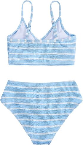 Milumia Girl's Two Piece Swimsuit Striped Spaghetti Strap Wireless Bikini Set in Saudi Arabia