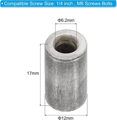 PATIKIL M6 Steel Spacers, 24 Pcs Metal Spacers Steel 6mm ID x 12mm OD x 9mm L Carbon Steel Spacer Screw Standoff Round for 1/4in or M6 Screw Bolts in Saudi Arabia