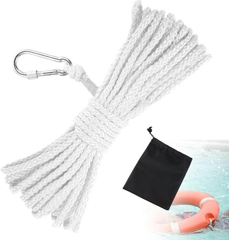 16.4 Yards Water Floating Lifesaving Rope, Braided Polypropylene Rope Life Preserver Ring Rope Professional Throwing Rope with Storage Bag for Boat Anchor in Saudi Arabia