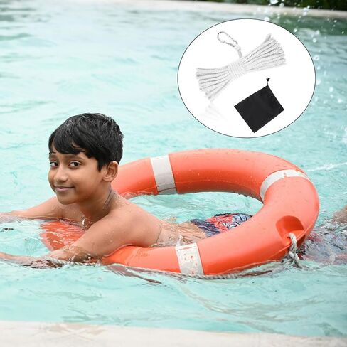 16.4 Yards Water Floating Lifesaving Rope, Braided Polypropylene Rope Life Preserver Ring Rope Professional Throwing Rope with Storage Bag for Boat Anchor in Saudi Arabia
