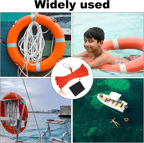 16.4 Yards Water Floating Lifesaving Rope, Braided Polypropylene Rope Life Preserver Ring Rope Professional Throwing Rope with Storage Bag for Boat Anchor in Saudi Arabia