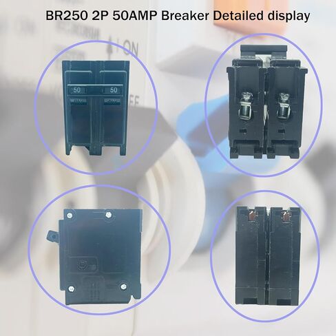 قاطع دائرة BR250، قاطع دائرة مزدوج القطب بقدرة 50 أمبير، تصنيف 120/240 تيار متردد. قاطع BR250 ثنائي القطب 50 أمبير، قاطع دائرة إضافي. ضمان 3 سنوات in Kuwait