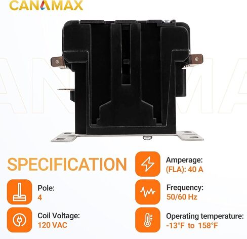 كاناماكس بريميوم 4 أقطاب موصل 40 أمبير 120 فولت تيار متردد مناسب تمامًا مع المرحلات، مكيف الهواء، مضخة الحرارة، أنظمة التبريد in Kuwait