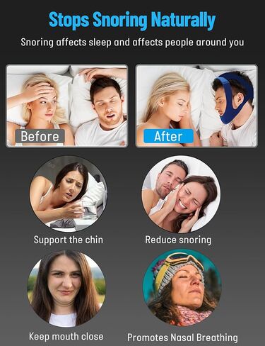 جهاز ضغط المجرى الهوائي الإيجابي المستمر، مضاد للشخير، حل للشخير قابل للتعديل/مساعدة على النوم للرجال والنساء، أشرطة ذقن للشخير، أجهزة، مزيد من التنفس للأنف (أزرق) in Kuwait