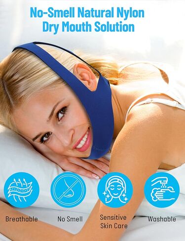 جهاز ضغط المجرى الهوائي الإيجابي المستمر، مضاد للشخير، حل للشخير قابل للتعديل/مساعدة على النوم للرجال والنساء، أشرطة ذقن للشخير، أجهزة، مزيد من التنفس للأنف (أزرق) in Kuwait