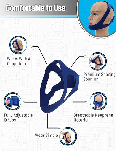 جهاز ضغط المجرى الهوائي الإيجابي المستمر، مضاد للشخير، حل للشخير قابل للتعديل/مساعدة على النوم للرجال والنساء، أشرطة ذقن للشخير، أجهزة، مزيد من التنفس للأنف (أزرق) in Kuwait