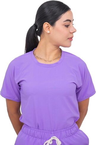 Scrubs - Women Stretch Antifluid Scrubs Set with Jogger Pants and Short-Sleeve Round Neck in Saudi Arabia
