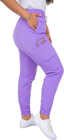 Scrubs - Women Stretch Antifluid Scrubs Set with Jogger Pants and Short-Sleeve Round Neck in Saudi Arabia