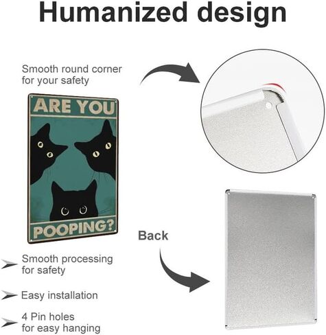 هل أنت أنبوب أسود القط الفن المرحاض ديكور مضحك كيتي القصدير علامة معدنية خمر جدار الرجعية للمنزل الحمام بار مزرعة لوحة 8x12 بوصة in Kuwait