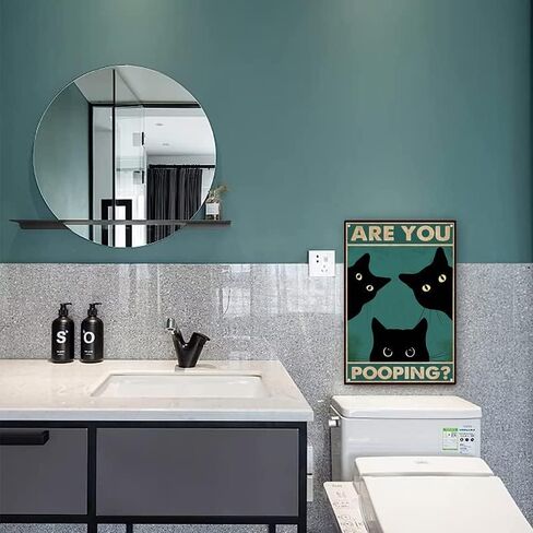 هل أنت أنبوب أسود القط الفن المرحاض ديكور مضحك كيتي القصدير علامة معدنية خمر جدار الرجعية للمنزل الحمام بار مزرعة لوحة 8x12 بوصة in Kuwait