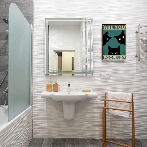 هل أنت أنبوب أسود القط الفن المرحاض ديكور مضحك كيتي القصدير علامة معدنية خمر جدار الرجعية للمنزل الحمام بار مزرعة لوحة 8x12 بوصة in Kuwait