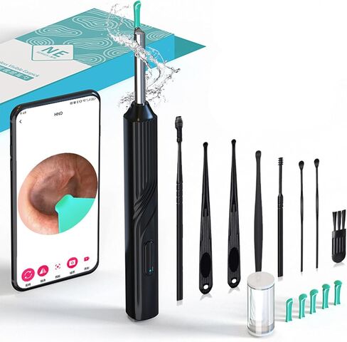 Ear Wax Removal Tool Camera - Earwax Remover Tool with HD Camera and 6 LED Lights,Wireless Ear Cleaner with 6PCS Ear Set,Otoscope Ear Wax Removal Kit for iPhone,Android Smart Phones (Black) in Saudi Arabia