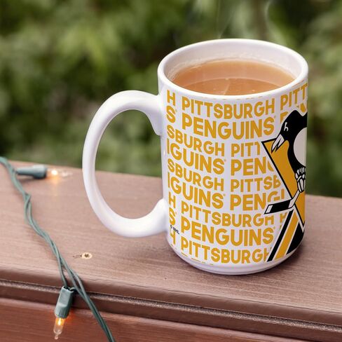 Rico Industries NHL Hockey Pittsburgh Penguins 15 oz White Ceramic Mug in Saudi Arabia
