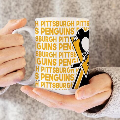 Rico Industries NHL Hockey Pittsburgh Penguins 15 oz White Ceramic Mug in Saudi Arabia