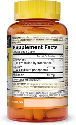MASON NATURAL Melatonin 10 mg with B6 and Calcium - Natural Sleep Aid, Supports Healthy Sleep & Rest, 60 Caplets (Pack of 3) in Saudi Arabia