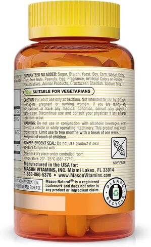 MASON NATURAL Melatonin 10 mg with B6 and Calcium - Natural Sleep Aid, Supports Healthy Sleep & Rest, 60 Caplets (Pack of 3) in Saudi Arabia