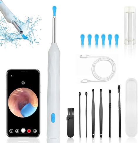 Ear Wax Removal, Ear Wax Removal Tool Camera with 1440P, Ear Cleaner with Camera and 7 Pcs Ear Set, Earwax Removal Kit with 6 Led Lights for iPhone, IPad, Android Phones (Black) in Saudi Arabia