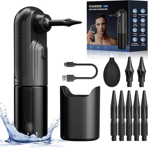 Ear Wax Removal Tool, Ear Cleaner Earwax Removal, 4 Pressure Modes Rechargeable Ear Flush, Ear Irrigation Kit, Electric Ear Wax Remover with 10+2 Ear Tips in Saudi Arabia