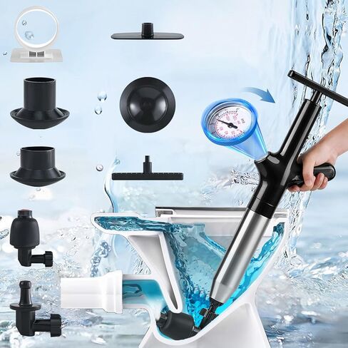 مسدس ناسف المكبس، مكبس المرحاض، مكبس المرحاض شديد التحمل، أداة تنظيف مثقاب المرحاض، مسدس ناسف لتصريف الهواء عالي الضغط مع مقياس بصري للحمام والمطبخ والصرف الصحي والأنابيب المسدودة in Kuwait