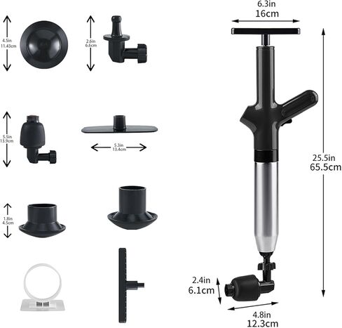 مسدس ناسف المكبس، مكبس المرحاض، مكبس المرحاض شديد التحمل، أداة تنظيف مثقاب المرحاض، مسدس ناسف لتصريف الهواء عالي الضغط مع مقياس بصري للحمام والمطبخ والصرف الصحي والأنابيب المسدودة in Kuwait