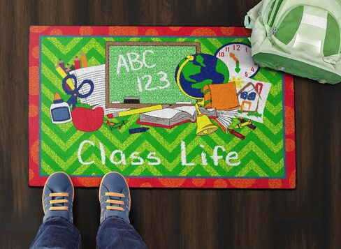 Flagship Carpets Class Life Area Rug for Home Learning or Classroom Carpet, Kids Bedroom, Playroom Mat for Playing and Reading, 2' x 3', Green/Red in Saudi Arabia