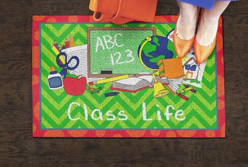 Flagship Carpets Class Life Area Rug for Home Learning or Classroom Carpet, Kids Bedroom, Playroom Mat for Playing and Reading, 2' x 3', Green/Red in Saudi Arabia
