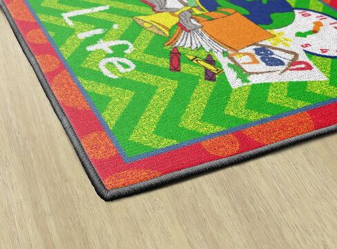 Flagship Carpets Class Life Area Rug for Home Learning or Classroom Carpet, Kids Bedroom, Playroom Mat for Playing and Reading, 2' x 3', Green/Red in Saudi Arabia